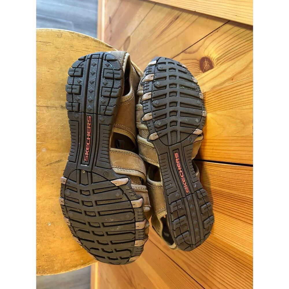 Skechers Womens Brown Leather Closed Toe Walking Sandals Washable Size 10 - Picture 7 of 8